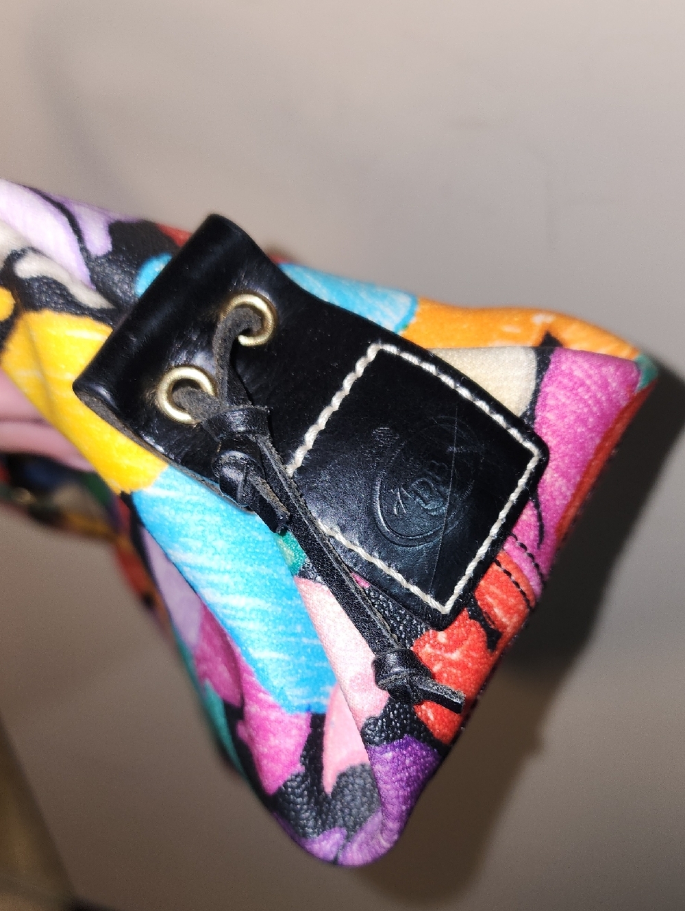 Dooney And Bourke Wonder Duck Multicolor Vintage Satchel Purse Rainbow Leather - Picture 10 of 13